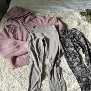 Lululemon bundle scuba oversize sweatshirt sz small and 2 align leggings size 2